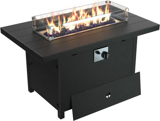 43 Inch Propane Fire Pit Table with Waterproof Cover and High BTU Output