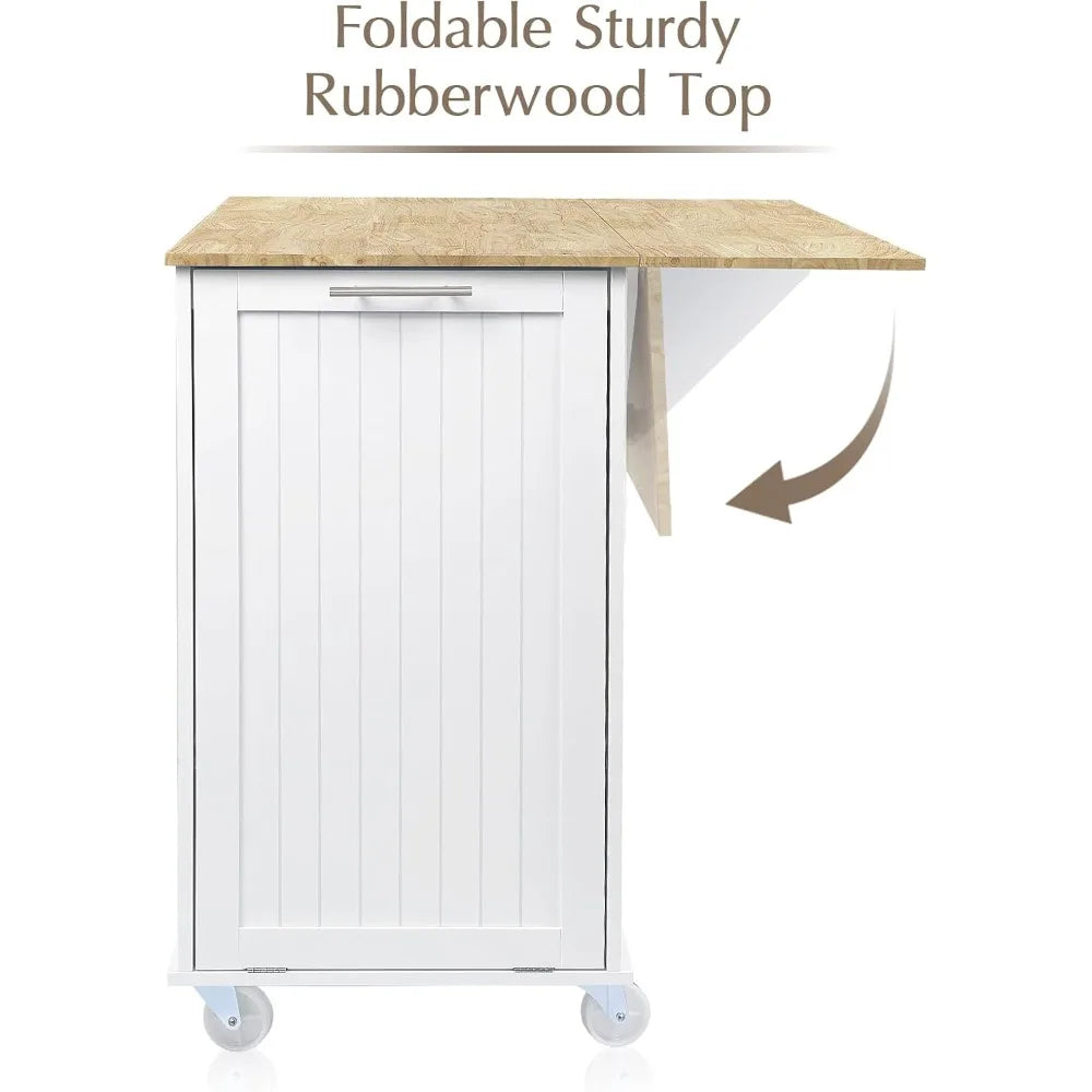 Rolling Kitchen Island Cart with Drop Leaf and Ample Storage