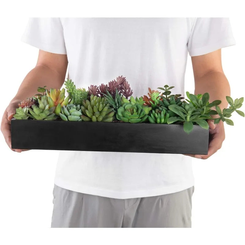 15.75 Inch Artificial Succulent Centerpiece in Black Planter