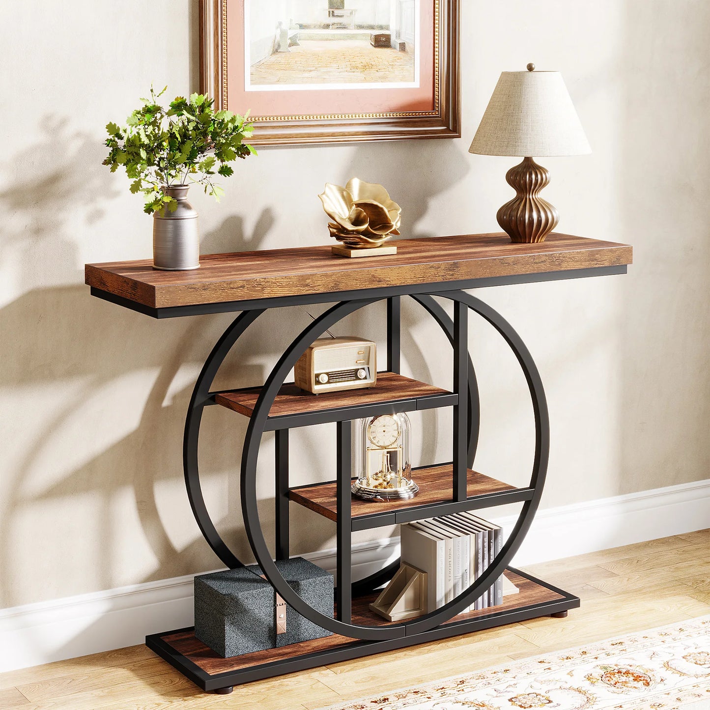 Tribesigns 4-Tier Industrial Console Table For Entryway Living Room Foyer Hallway