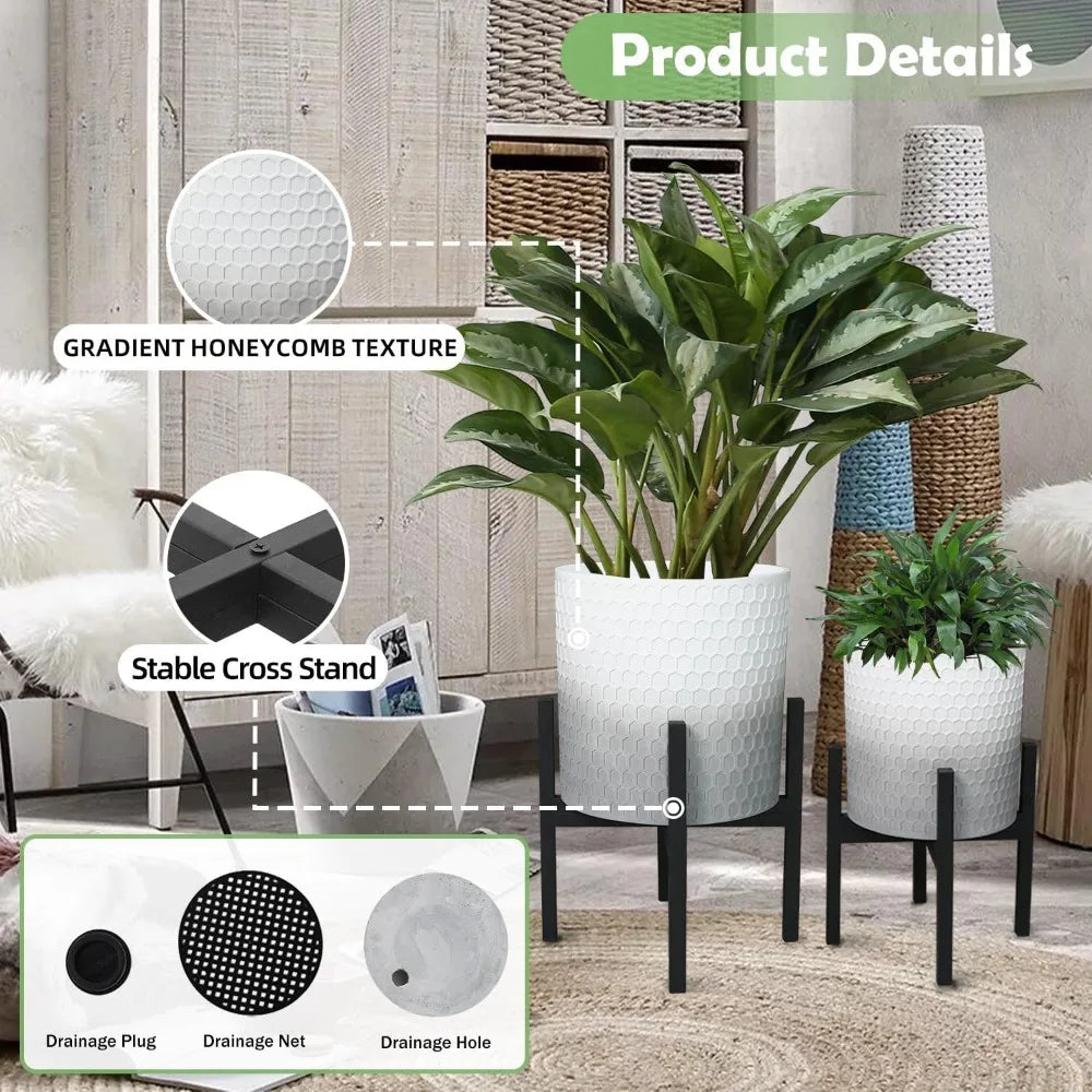 Plant Pot With Stand 10 12 In Honeycomb Gradient Planter