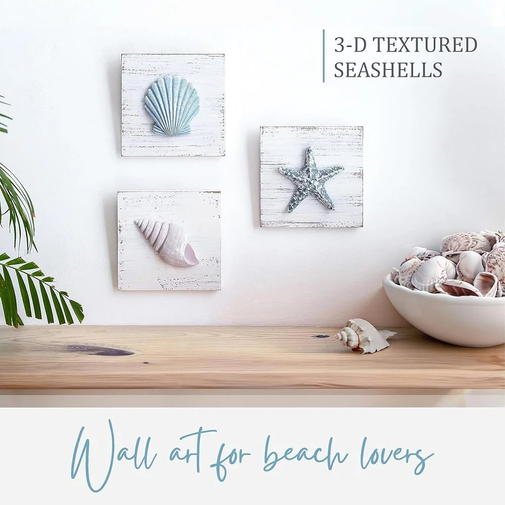 3D Beach Wall Art Seashell Starfish Living Room Decor