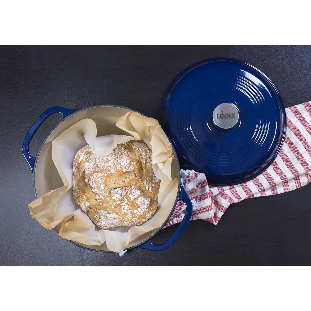 Indigo 6 Quart Enameled Cast Iron Dutch Oven With Lid