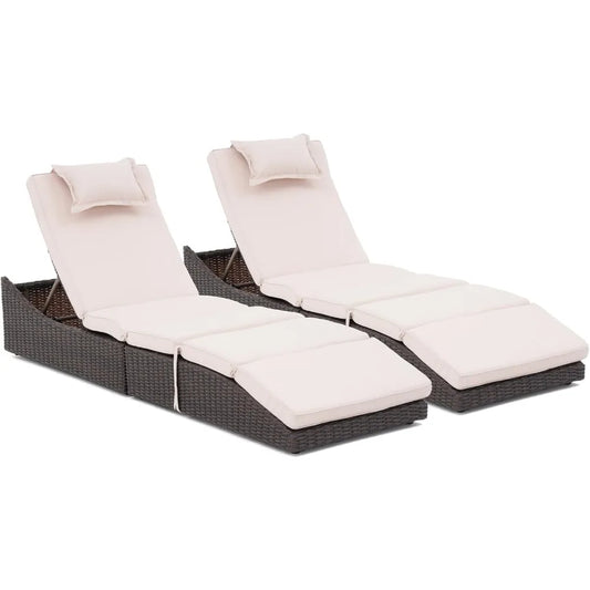 Folding Pool Lounge Chair Set Of 2 Outdoor Adjustable Chaise