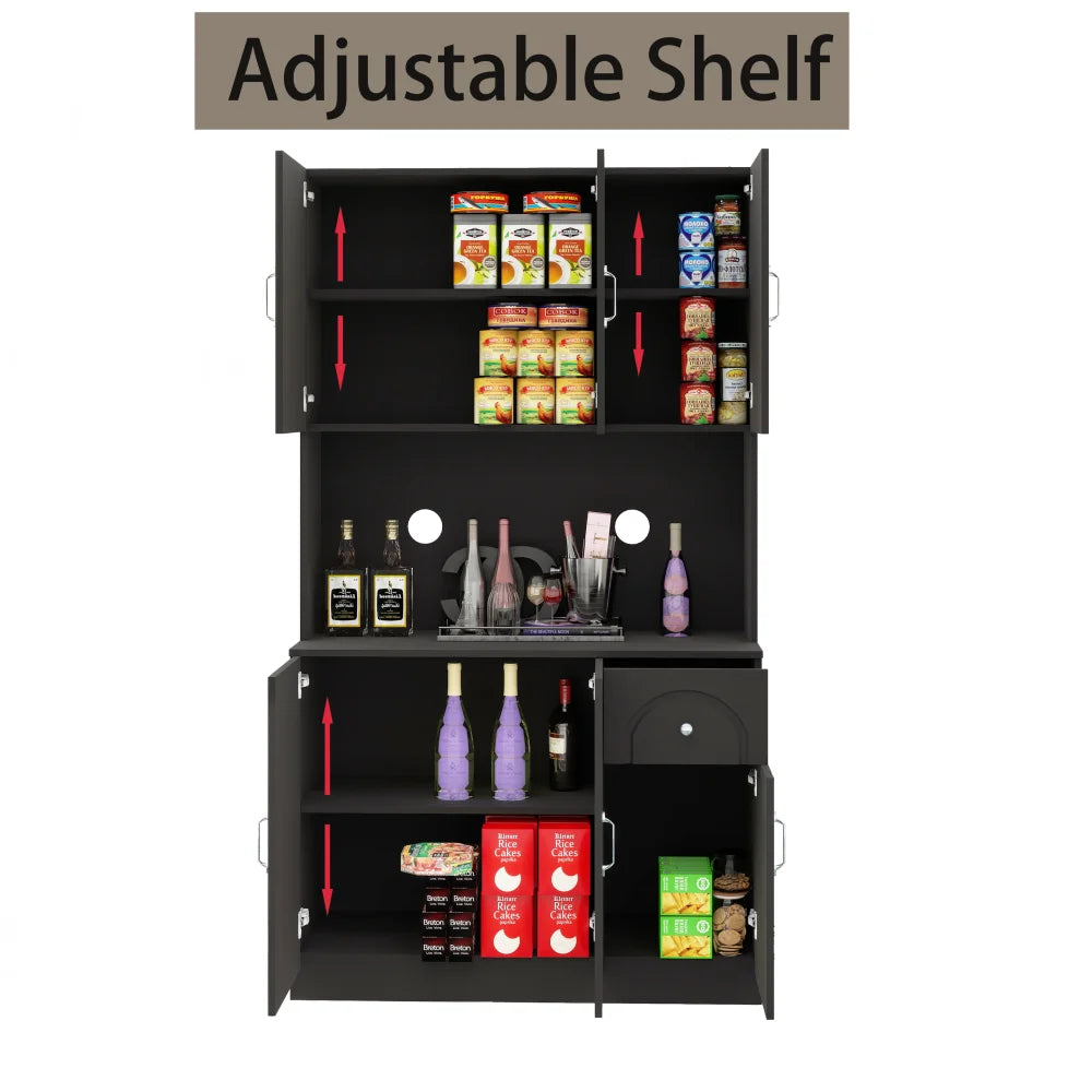 71 Inch Kitchen Pantry Cabinet With Microwave Countertop