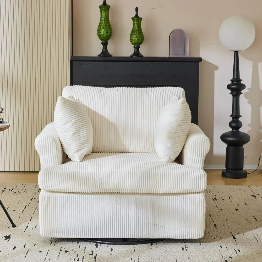 Oversized Swivel Accent Chair 39 Inch Wide Corduroy Barrel