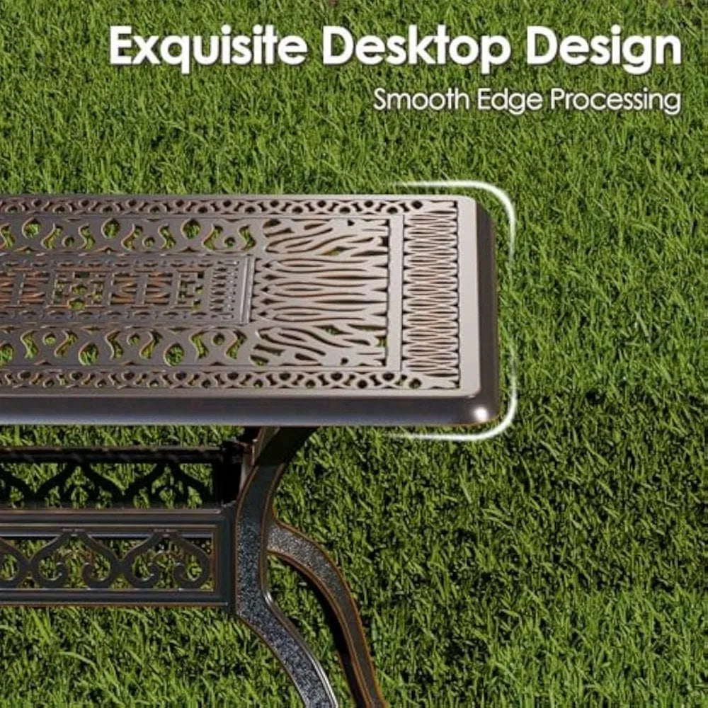 Retro Outdoor Dining Set for 6 with Durable Aluminum Structure