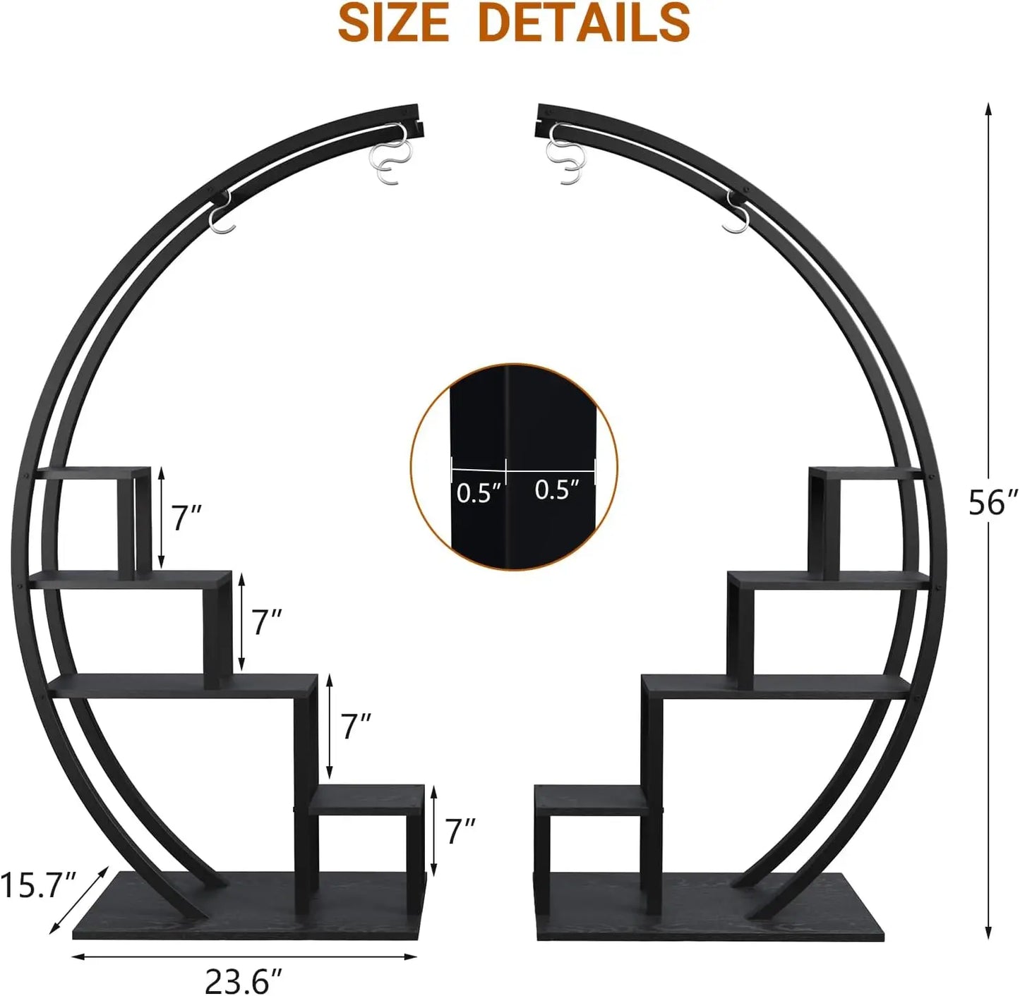 5-Tier Metal Plant Stand Set for Indoor Garden
