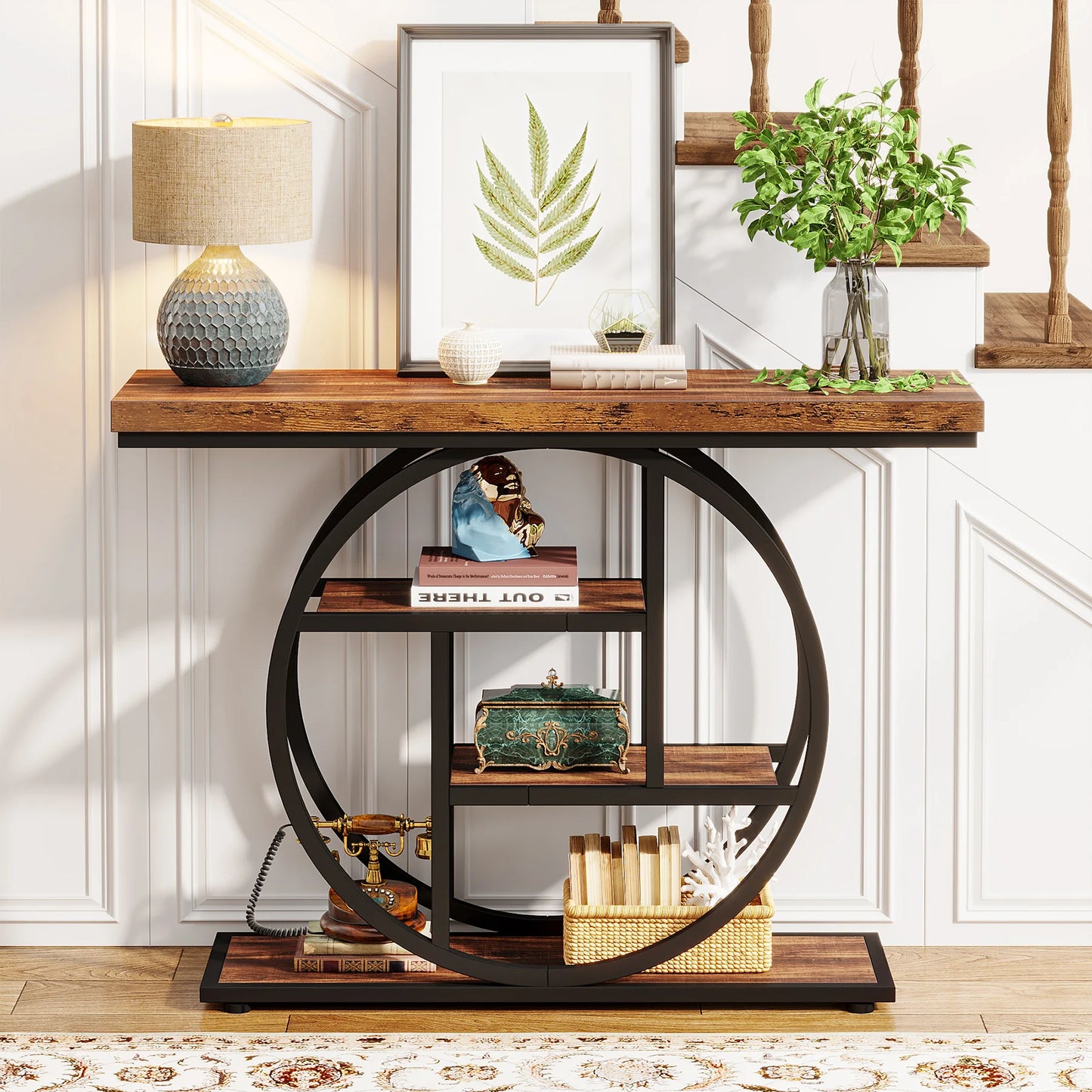 Tribesigns 4-Tier Industrial Console Table For Entryway Living Room Foyer Hallway