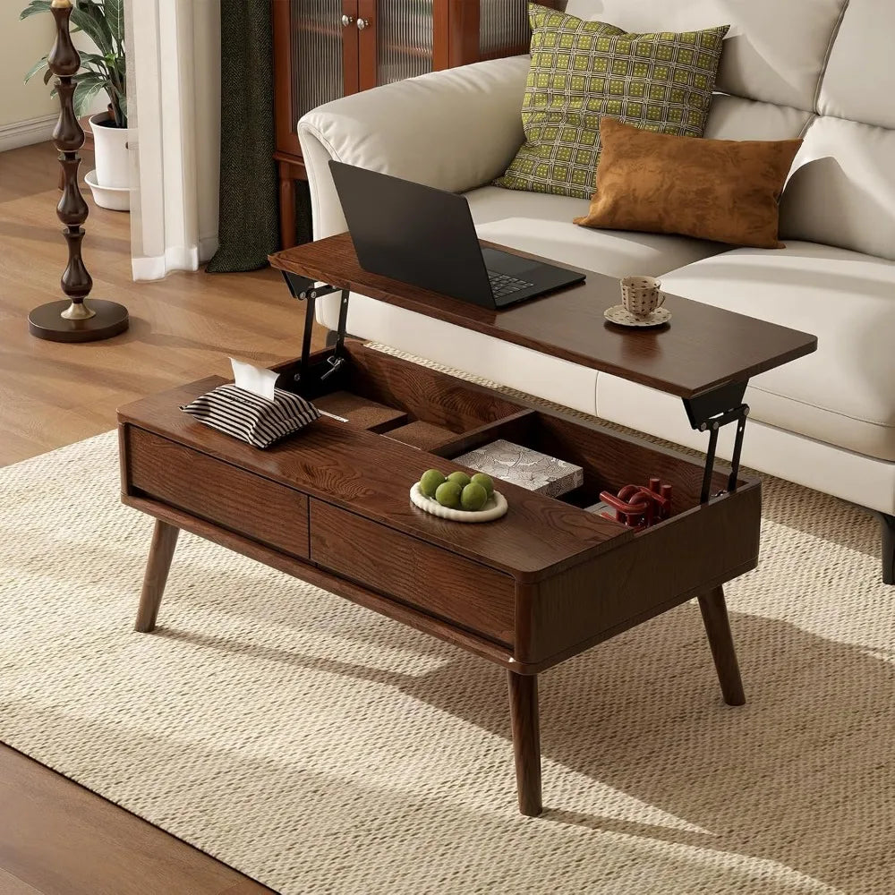 Solid Oak Lift Top Coffee Table with Hidden Storage