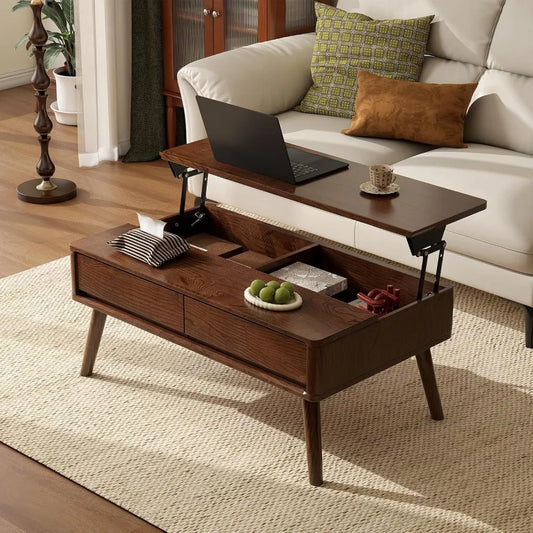 Solid Oak Lift Top Coffee Table with Hidden Storage