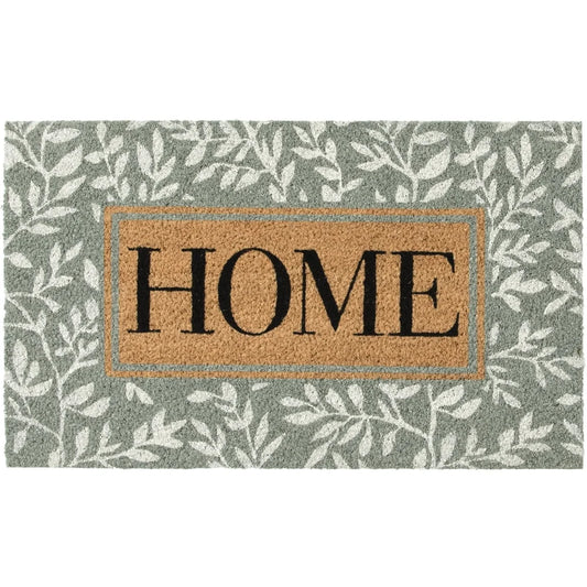 Natural Coconut Coir Mat 18x30 Floral Design Rubber Backing