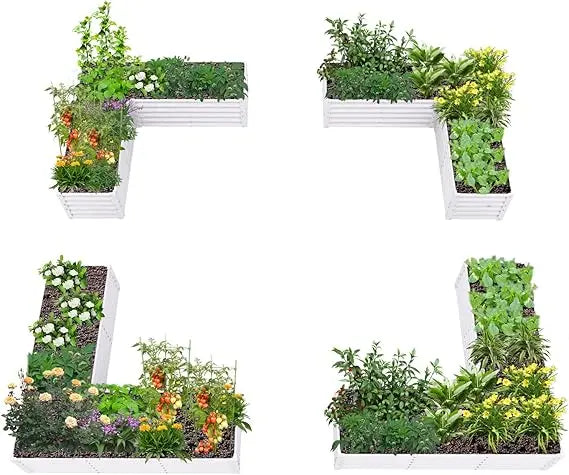 Anleolife 2 Pack L Shaped Galvanized Raised Garden Beds