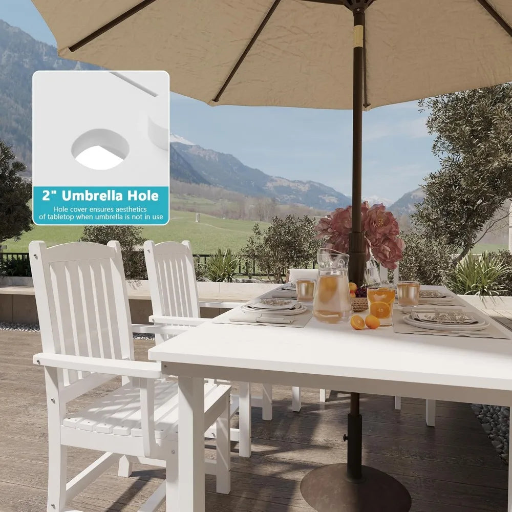 Modern 7-Piece Outdoor Dining Set with Umbrella Hole
