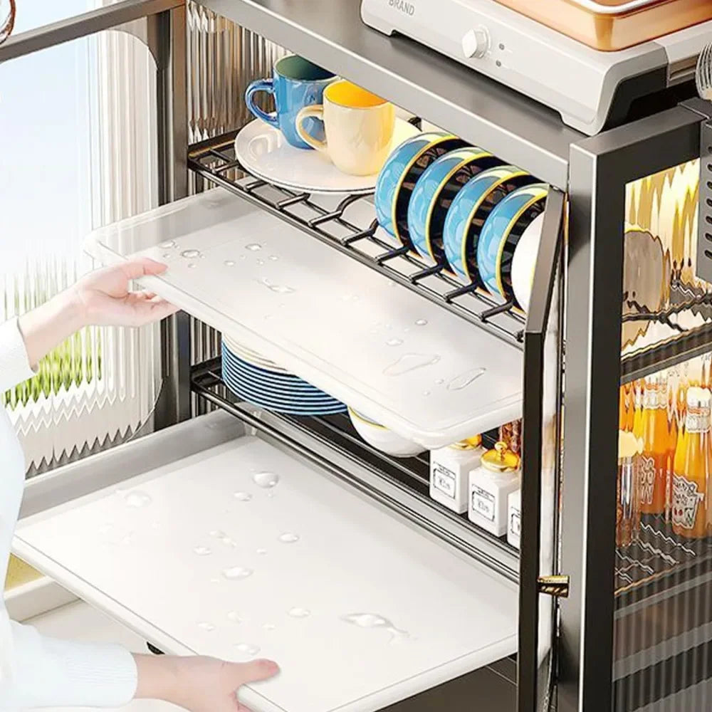 Grey 3 Tier Steel Dish Drying Rack For Kitchen Countertop