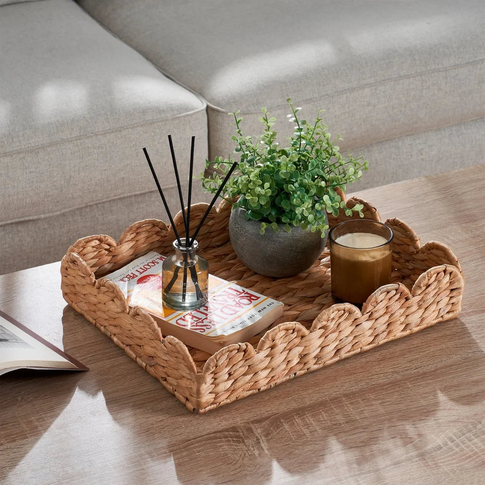 Natural Water Hyacinth Decorative Tray for Stylish Home Organization