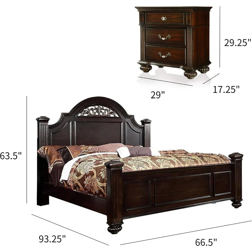 Syracuse 6-Piece Solid Wood Bedroom Set with Mirrored Dresser