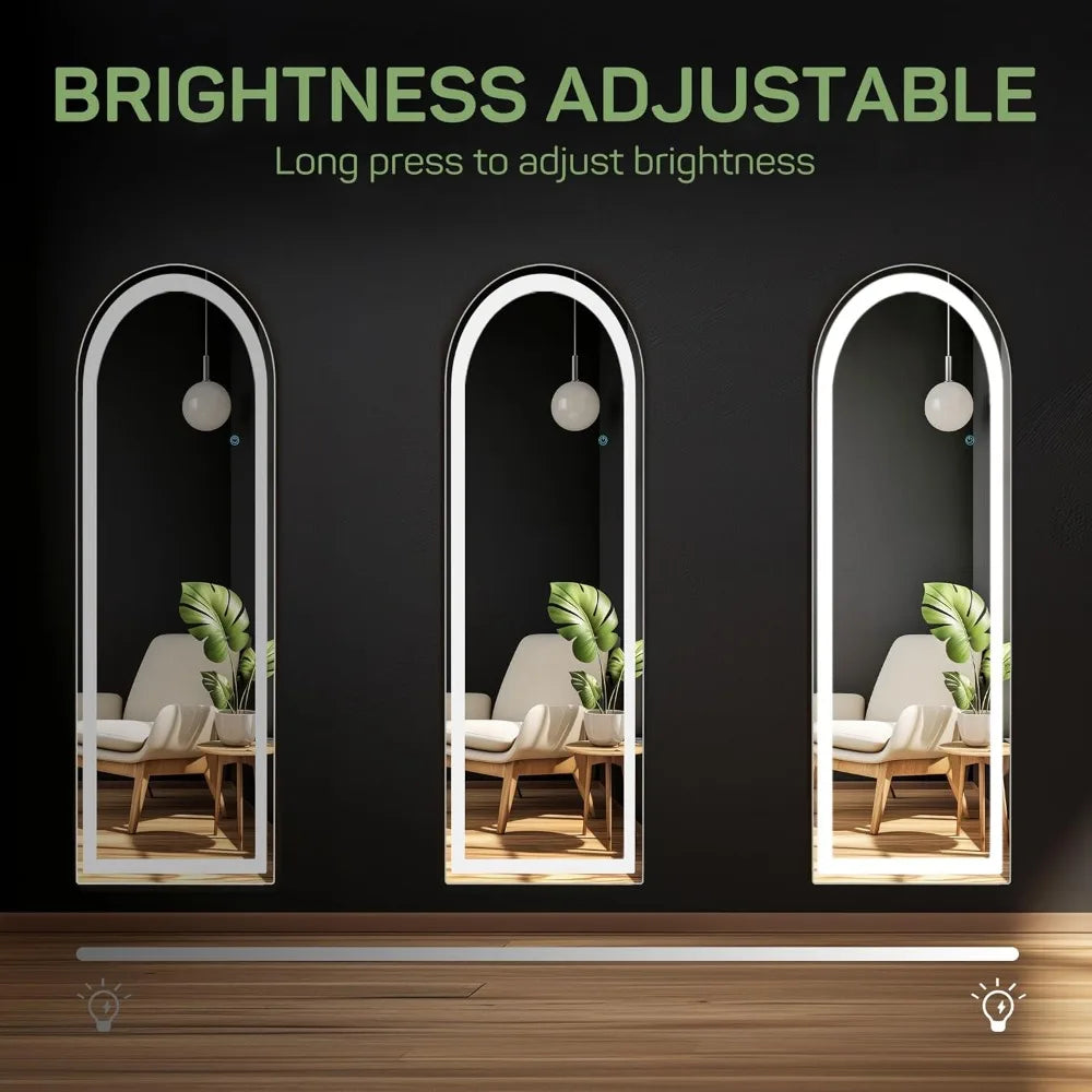 16x60 Inch Full Length Arched Tri Color LED Mirror