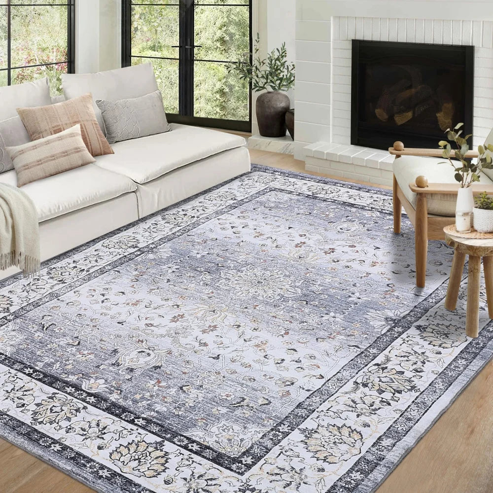Large 8x10 Washable Vintage Area Rug for Living Room
