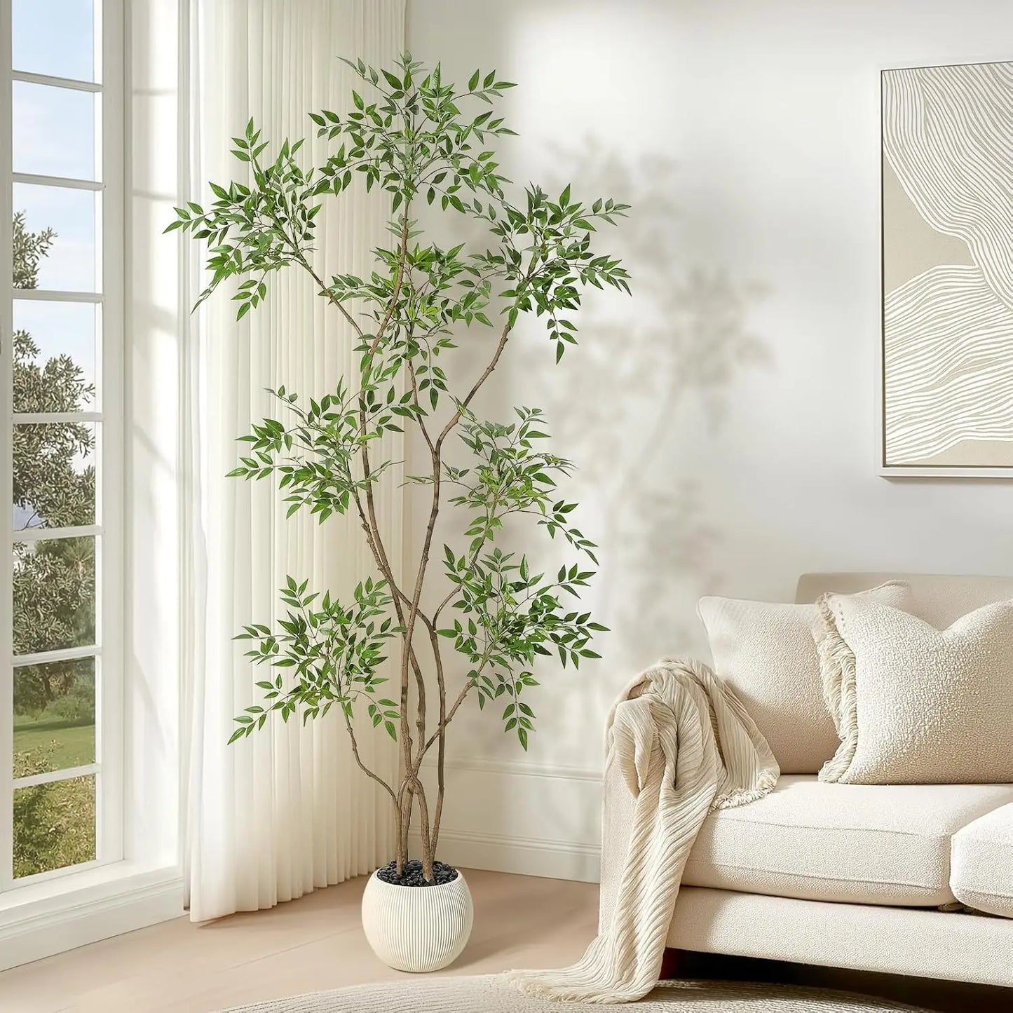 HiMISSCN Nandina Artificial Tree Floor Plant for Home Decor