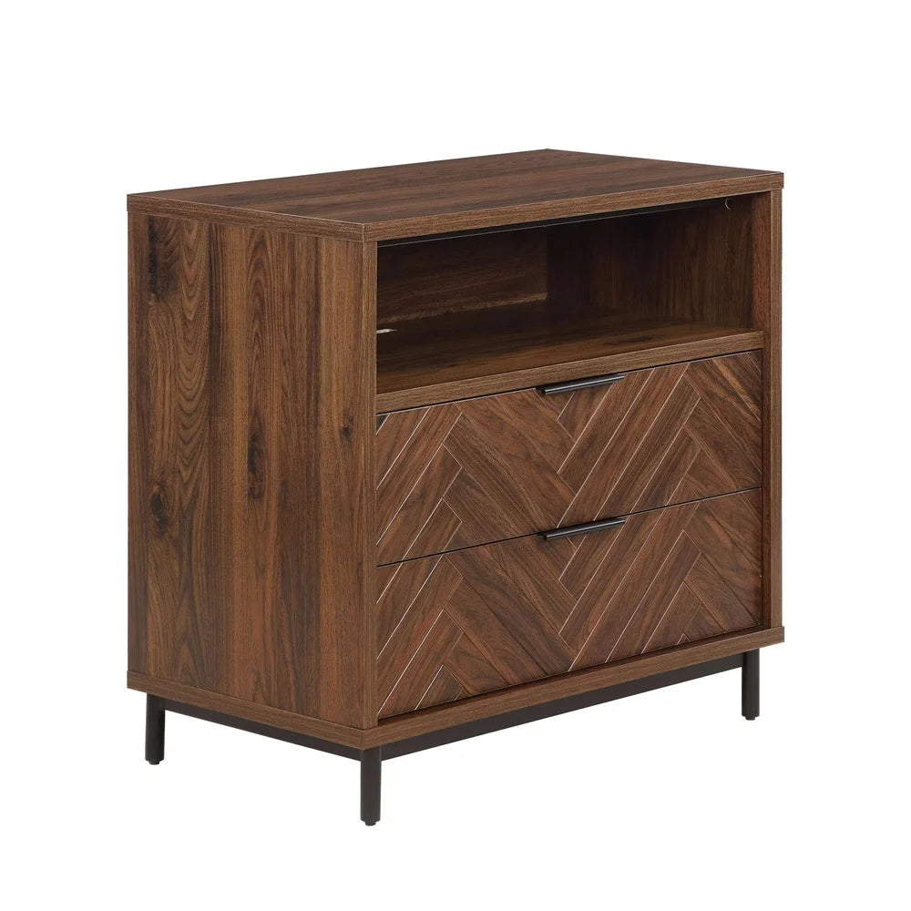 DUTRIEUX Wyatt Geo 2 Drawer Nightstand With USB Ports