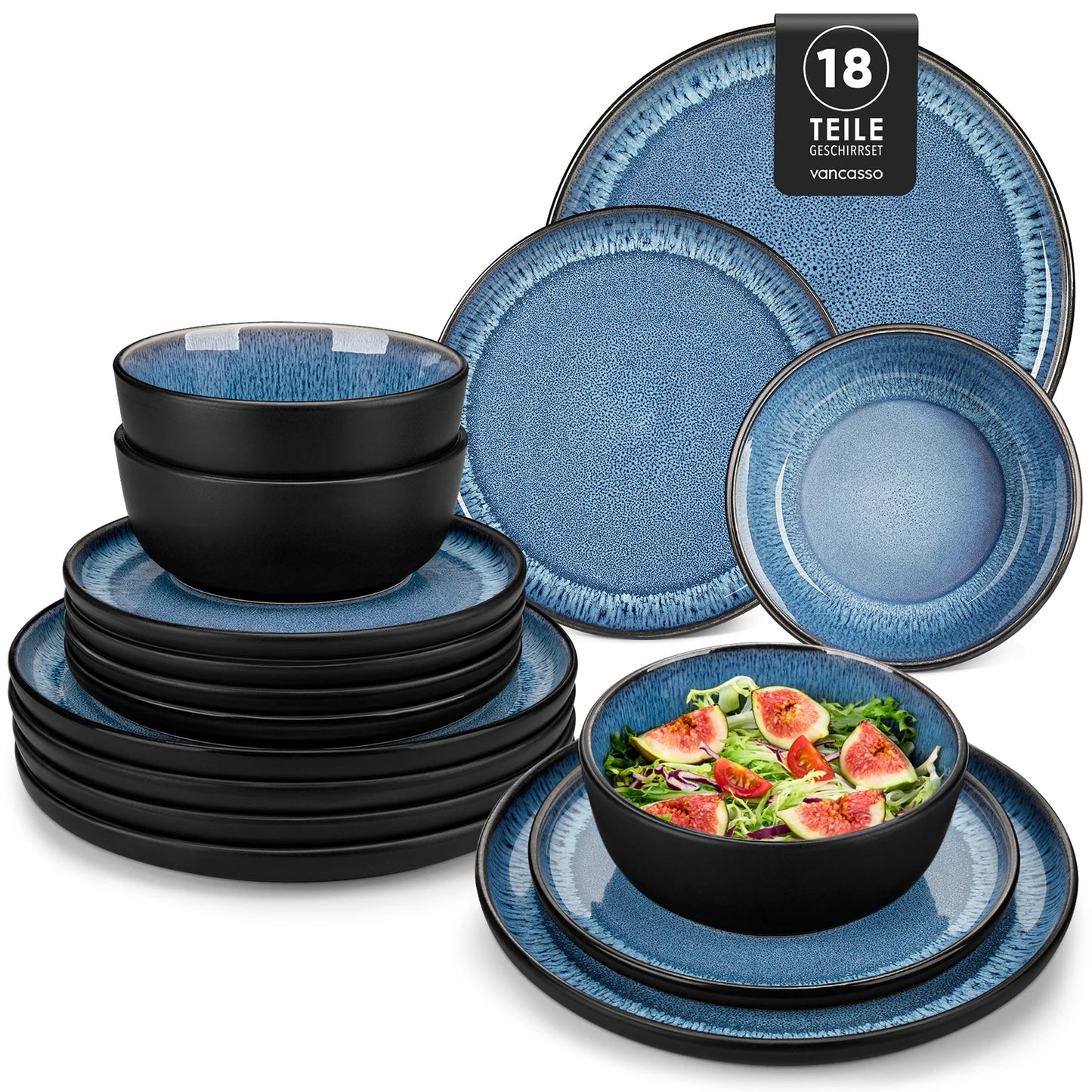 Vancasso 18 Piece Dinnerware Set Stoneware Microwave Safe