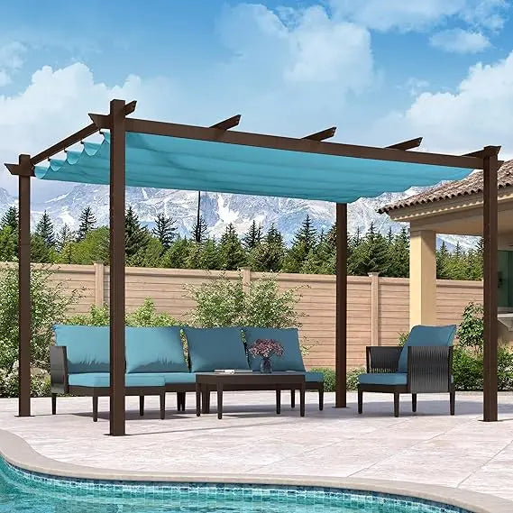 Retractable Pergola Aluminum With Sun Shade Canopy