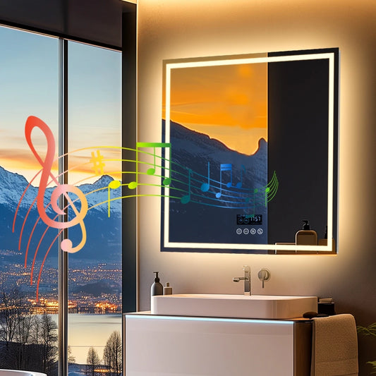 LED Bathroom Mirror with Bluetooth and Anti-Fog Technology