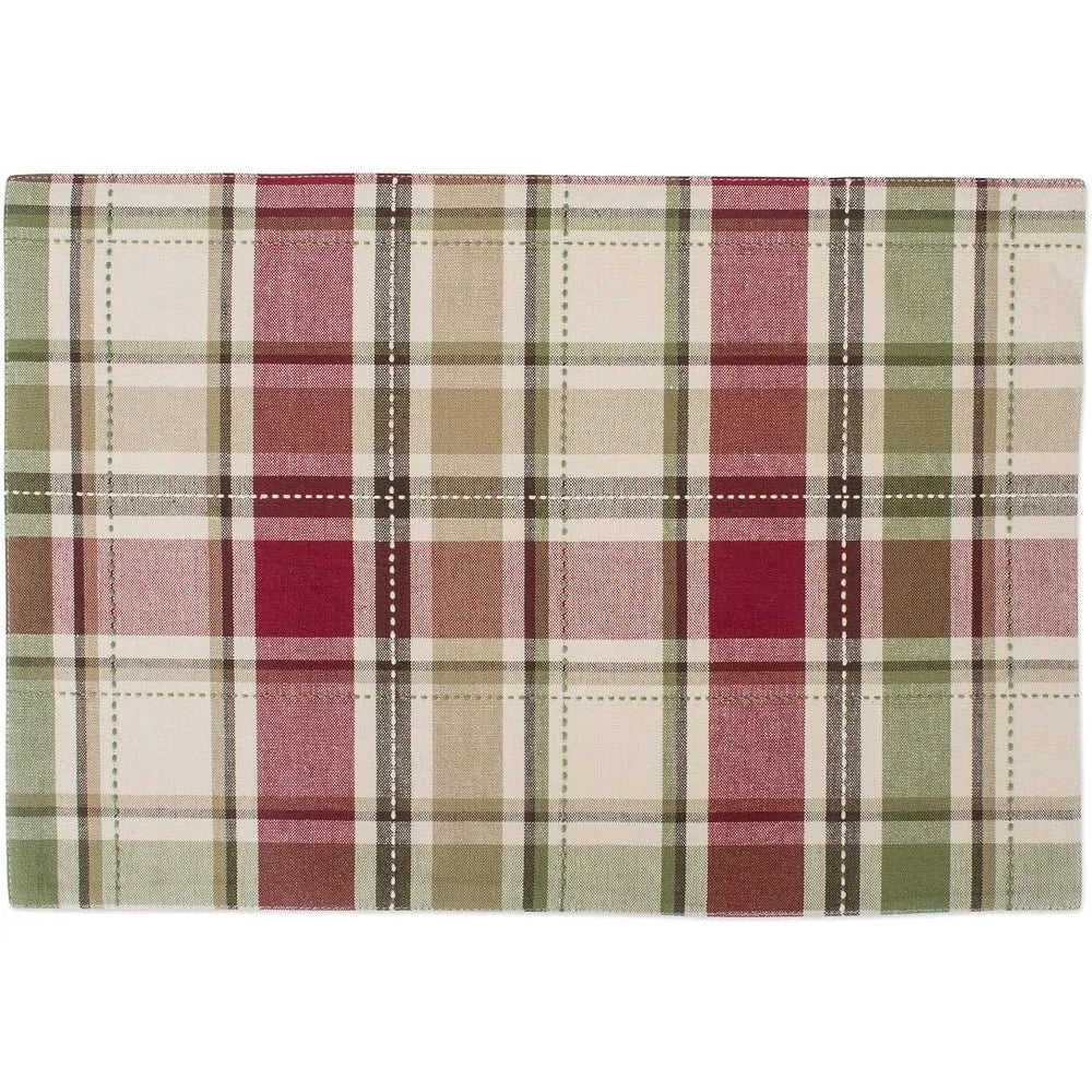 Cotton Placemat Set Of Four 13x19 Rustic Plaid Fall Dining