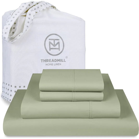 Supima Cotton King Sheets 4 Piece Sage Green Deep Pocket