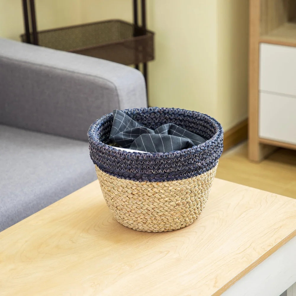 Two Tone Seagrass Storage Basket Navy for Arts and Crafts