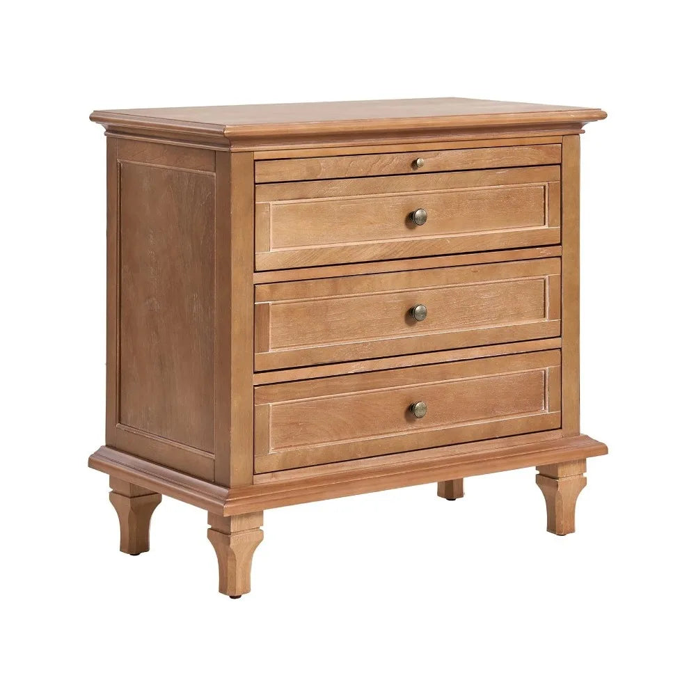 Acorn Farmhouse 3 Drawer Nightstand With Charging Station