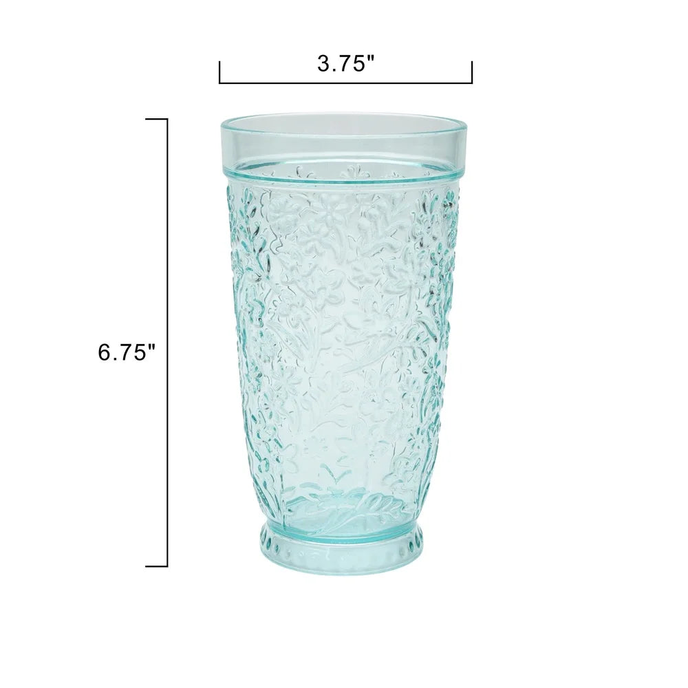 2 Pack 24 Oz Shatterproof Embossed Tritan Teal Tumblers