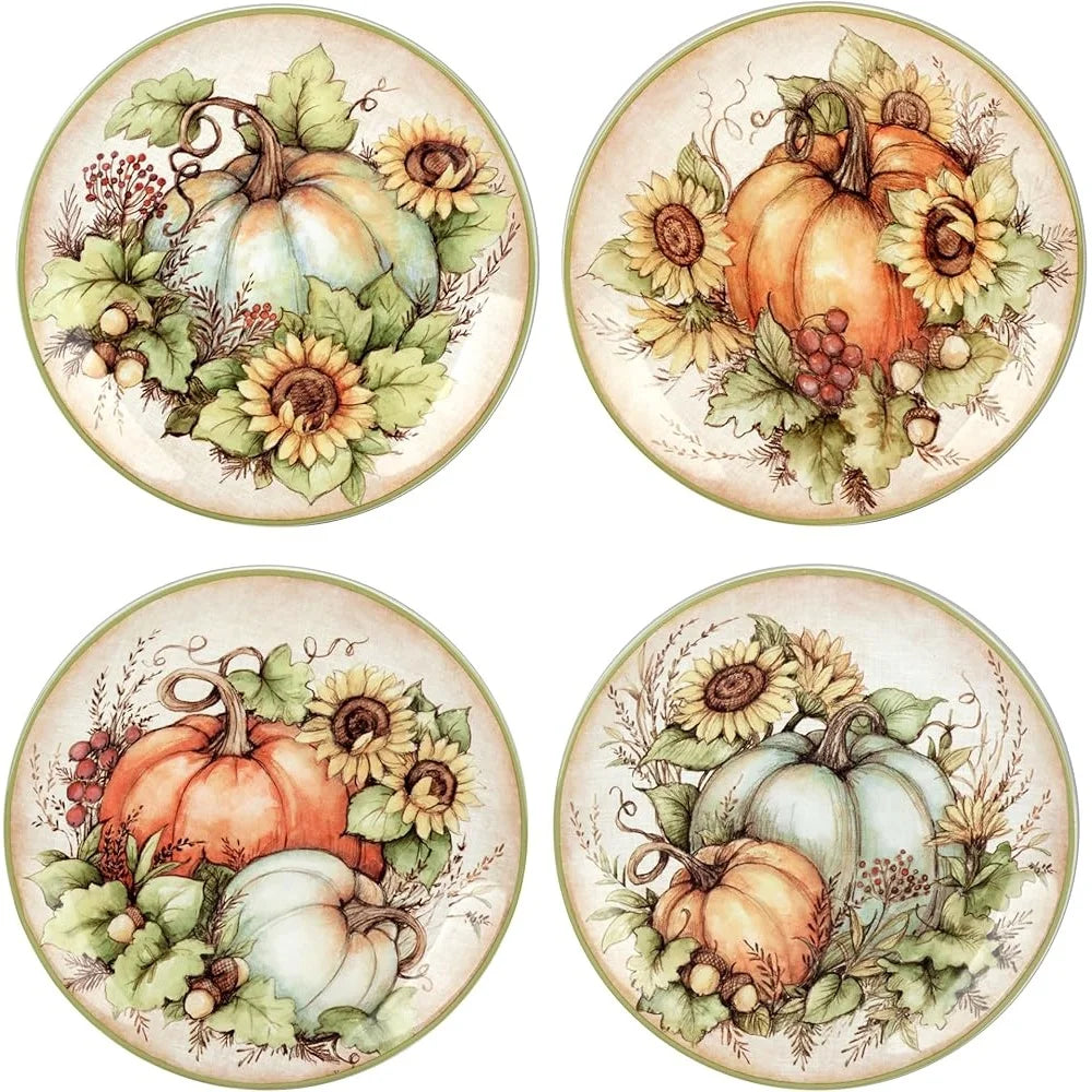 Autumn Breeze Salad Plates Set of 4 Harvest Artistry Ceramic