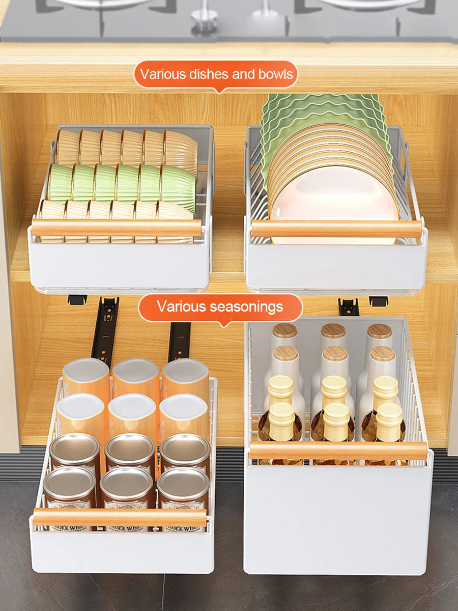 Telescopic Kitchen Drawer Organizer Extendable Cupboard