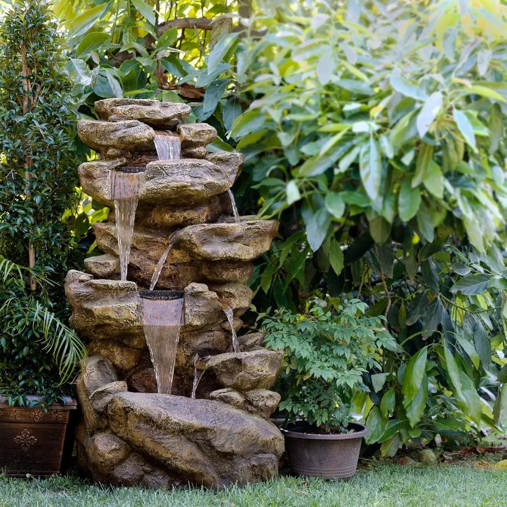 51 Inch Outdoor Fountain with LED Lights for Stunning Garden Decor