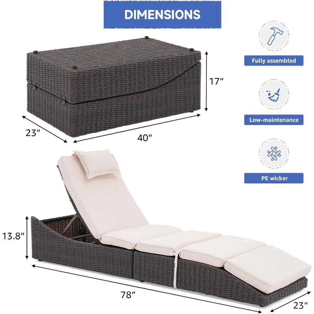 Folding Pool Lounge Chair Set Of 2 Outdoor Adjustable Chaise