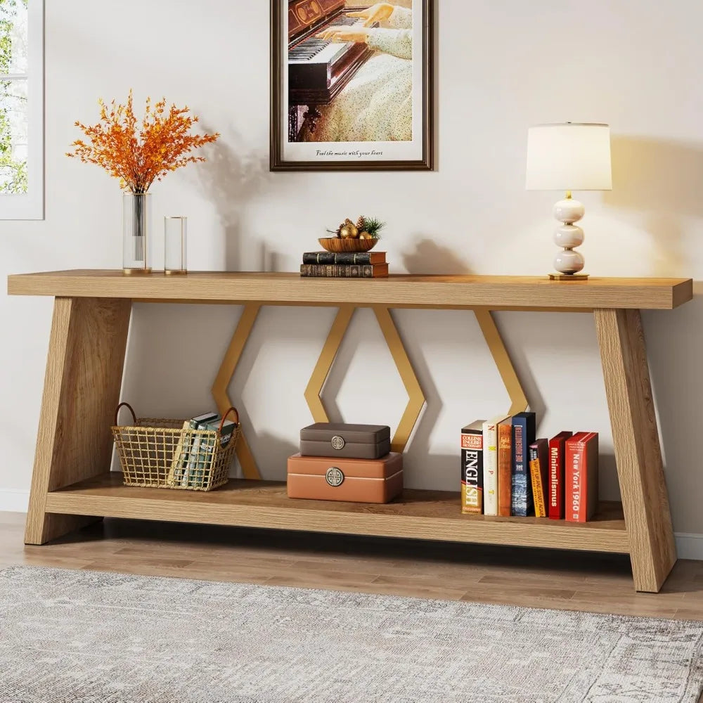 70.86 Inch Long Sofa Table For Living Room With Storage