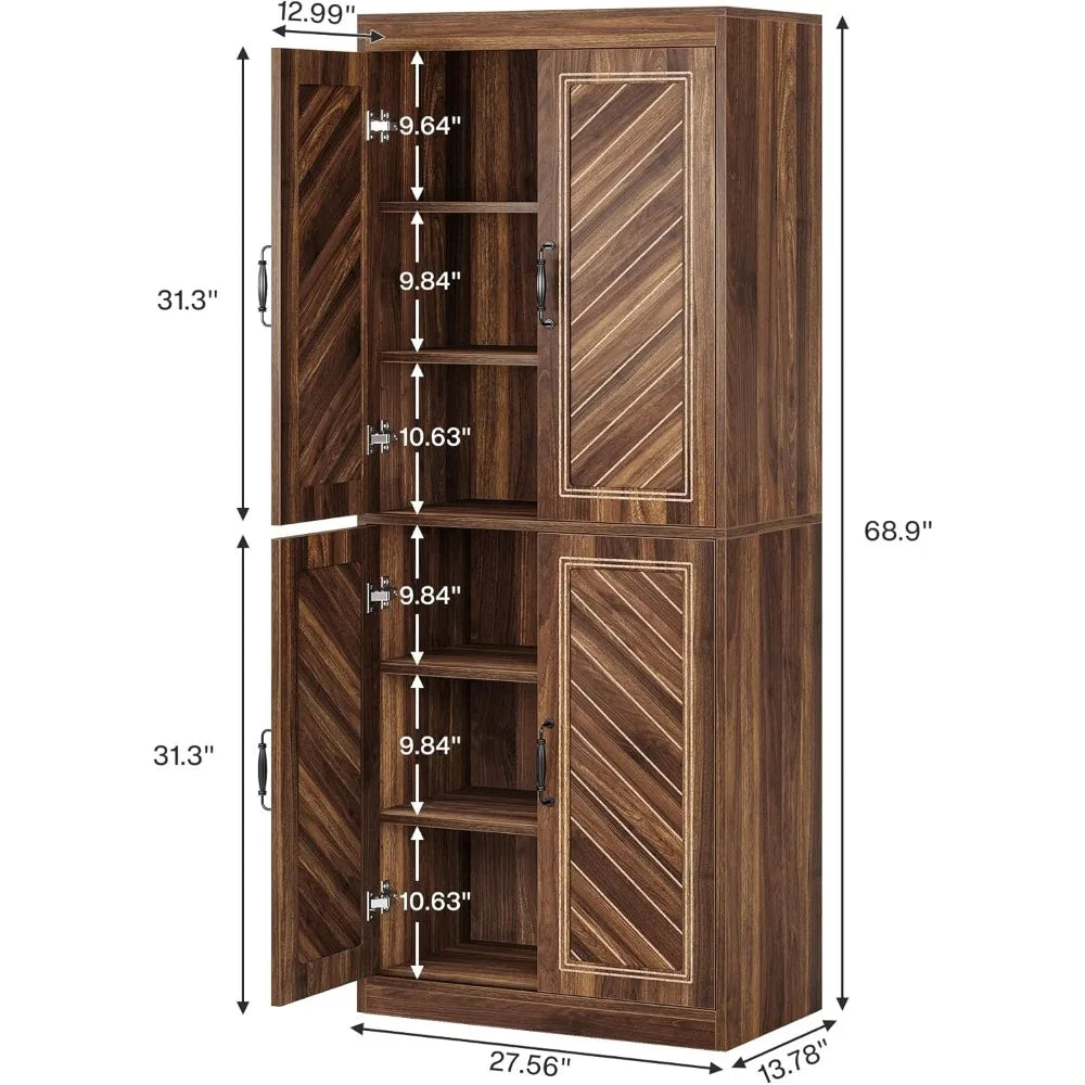 69 Tall Farmhouse Pantry Cabinet With 4 Adjustable Shelves