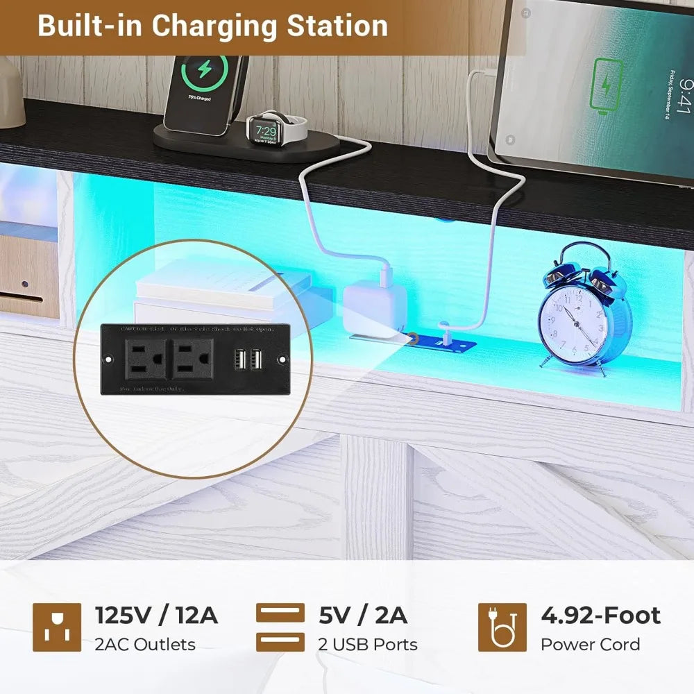 Hasuit Bed Frame With Storage Ottoman And Charging Station