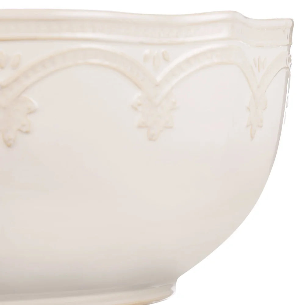 Rustic Stoneware 10 Inch Scalloped Edge Serving Bowl