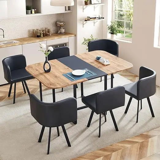 Marble Grain Table Set With Metal Legs For Dining Room