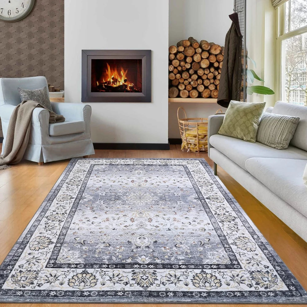 Large 8x10 Washable Vintage Area Rug for Living Room