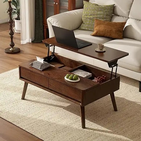 Solid Oak Lift Top Coffee Table with Hidden Storage