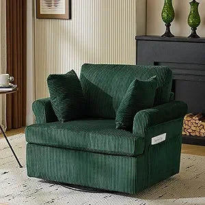 Oversized Swivel Accent Chair 39 Inch Wide Corduroy Barrel