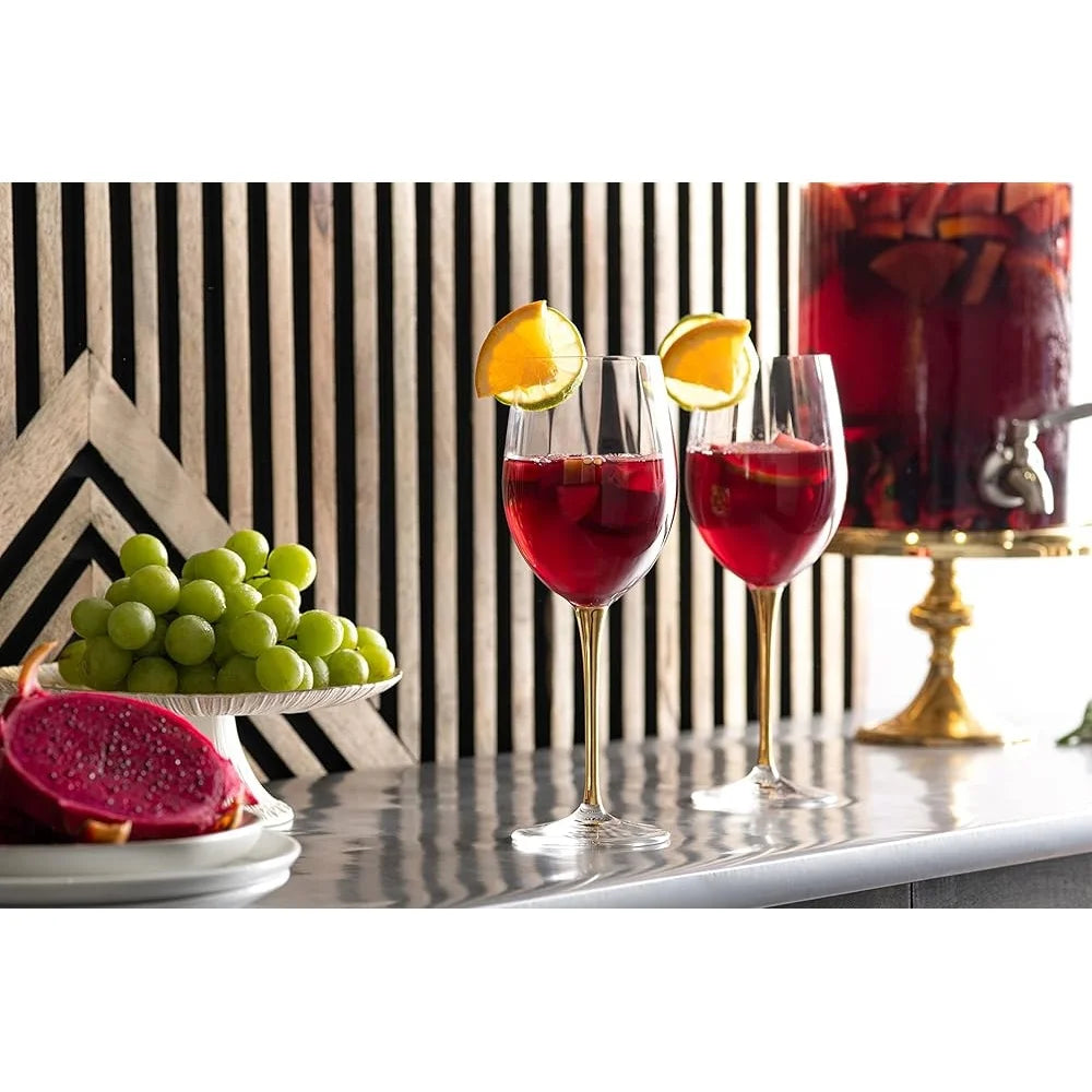 Lead Free Crystal Goblets Elegant Gold Stem Set of 6