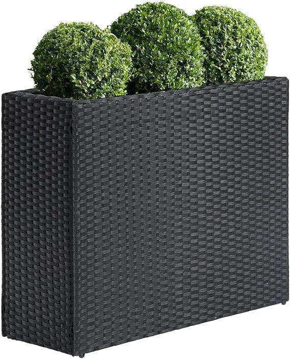 Tall Rectangular Planter With Removable Liner PE Rattan
