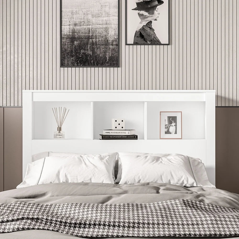 Madison Full Size Bookcase Headboard With 3 Open Shelves
