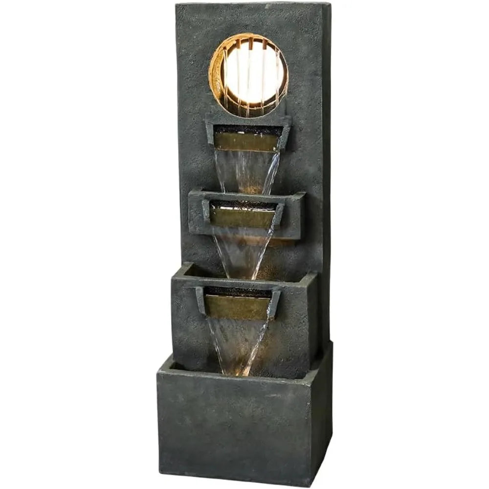 Modern Indoor Outdoor Waterfall Fountain 39 Tall 4 Tier
