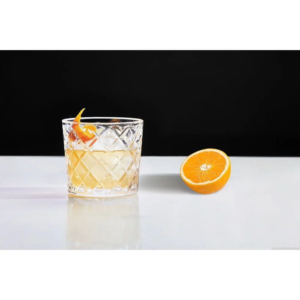 Diamond Cut Old Fashioned Glass 4Pk Set 8oz Dishwasher Safe